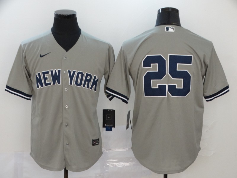 Men's New York Yankees Jason Giambi #25 Gray Name Jersey